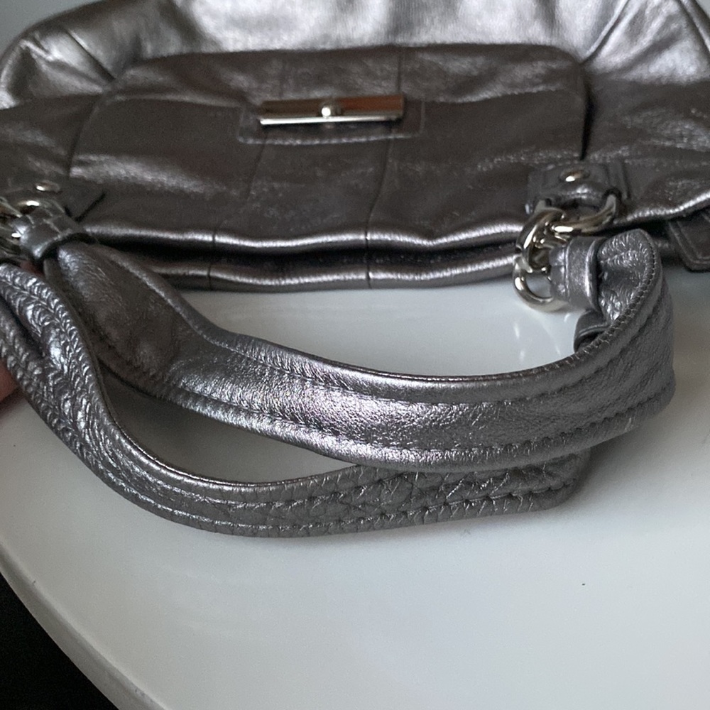 COACH Kristen leather zip top tote. Gunmetal/silver, metallic - Picture 15 of 15